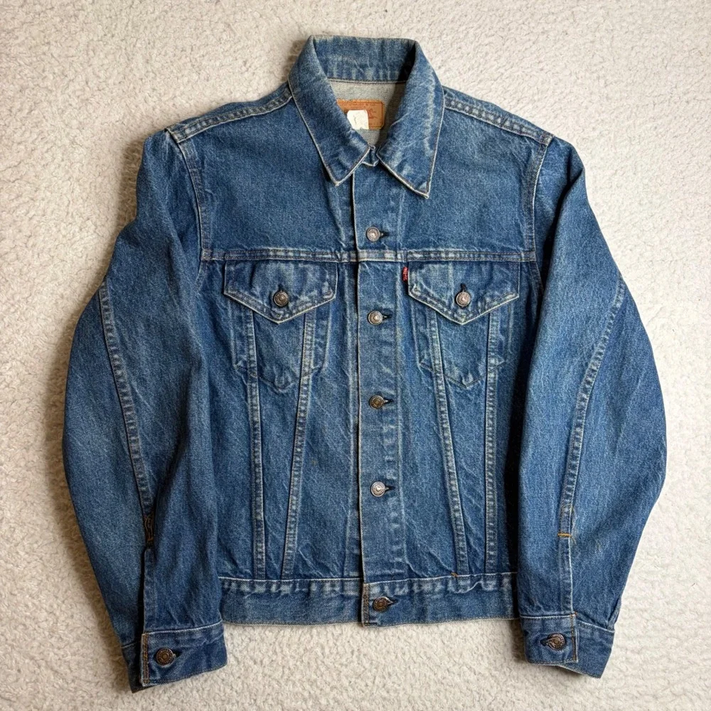 70s Levis 70505 0213 Denim Trucker Jacket Made in USA Blue Size 40 Mens - Picture 1 of 7